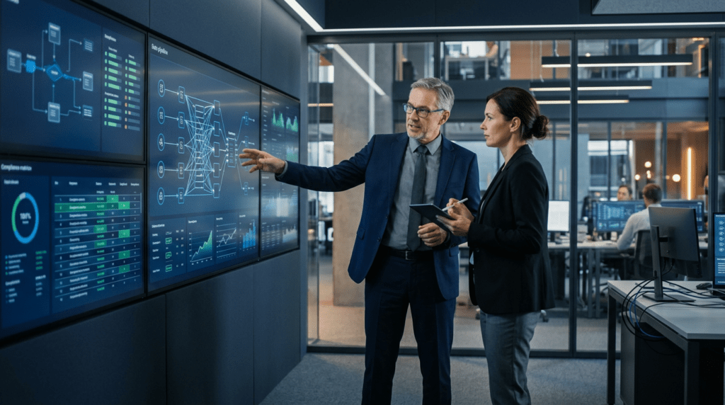 Directores de IT y arquitectos de datos evaluando la gobernanza y seguridad de proyectos de IA en entornos industriales.